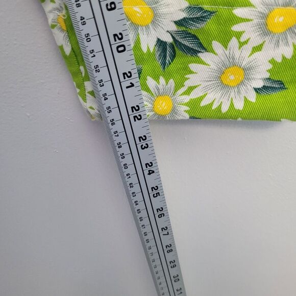 Vintage gidget green yellow flower print cropped pull on pants size large - Picture 5 of 7